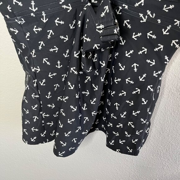 Torrid Womens Anchor Print Nautical Black Built in Bra Tankini Swim Top Size 2X - Picture 8 of 9